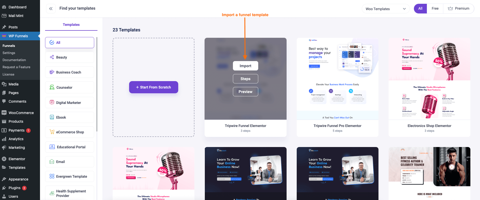 Creating A Funnel - Import Template