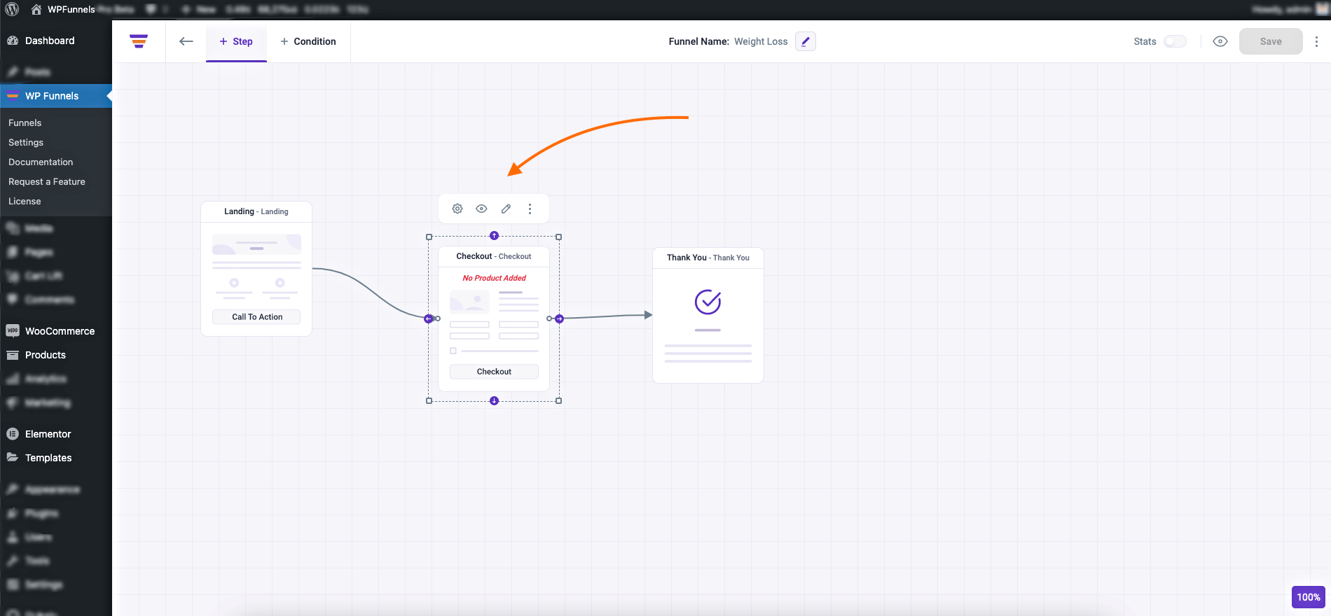 Funnel Checkout step settings