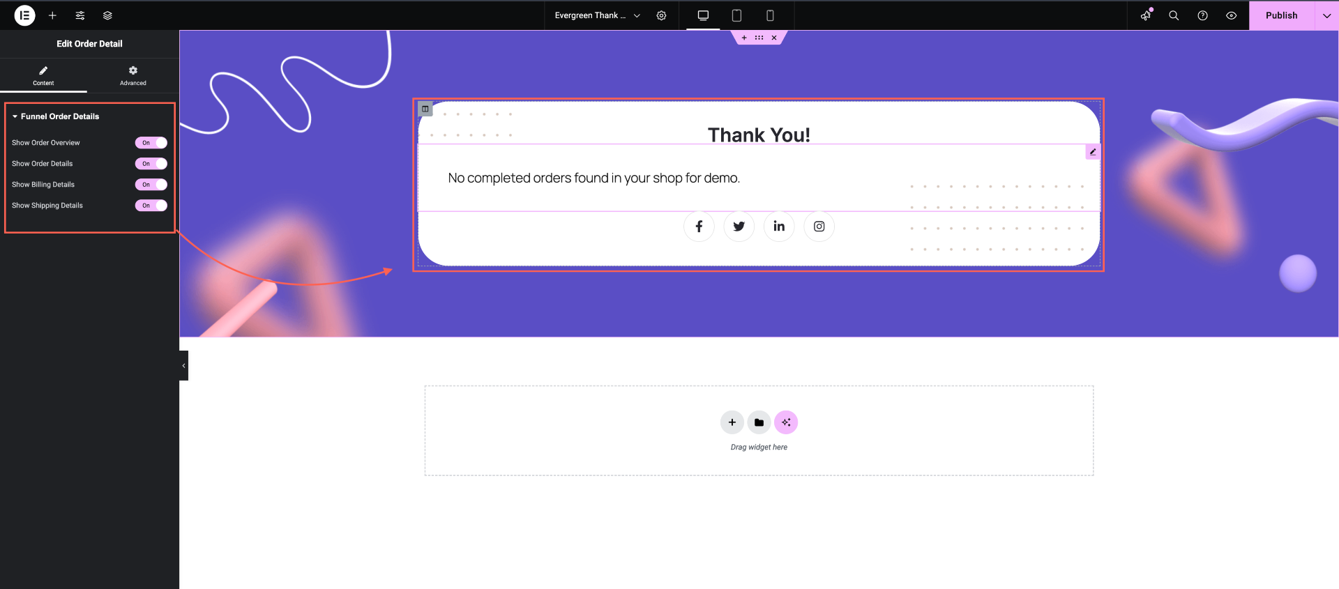 How To Design Your Funnel Thank You Page - Elementor 4 Order Details Button