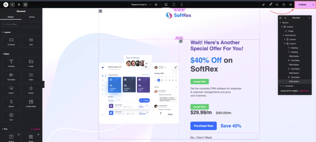 How To Design Upsell or Downsell Offer Page - Elementor 9 Save Changes - Upsell