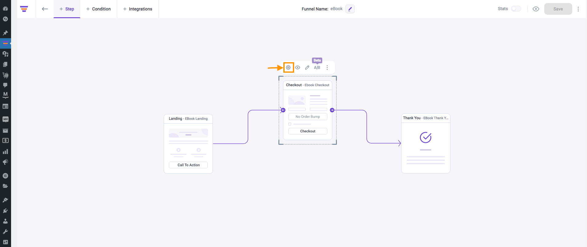 WPFunnels Checkout Step Edit Option