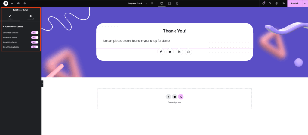 How To Design Your Funnel Thank You Page - Elementor 5 WPFunnels Order Details Button Widget