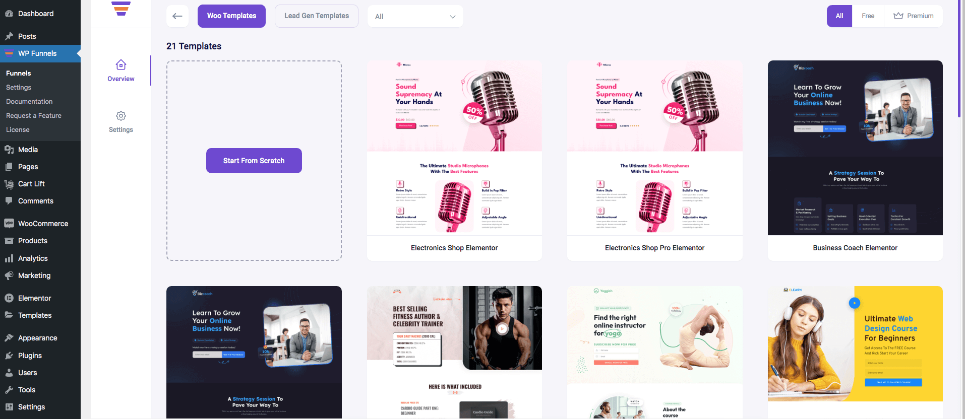 Import A Pre-built Funnel Template 3 WPFunnels Premade Templates