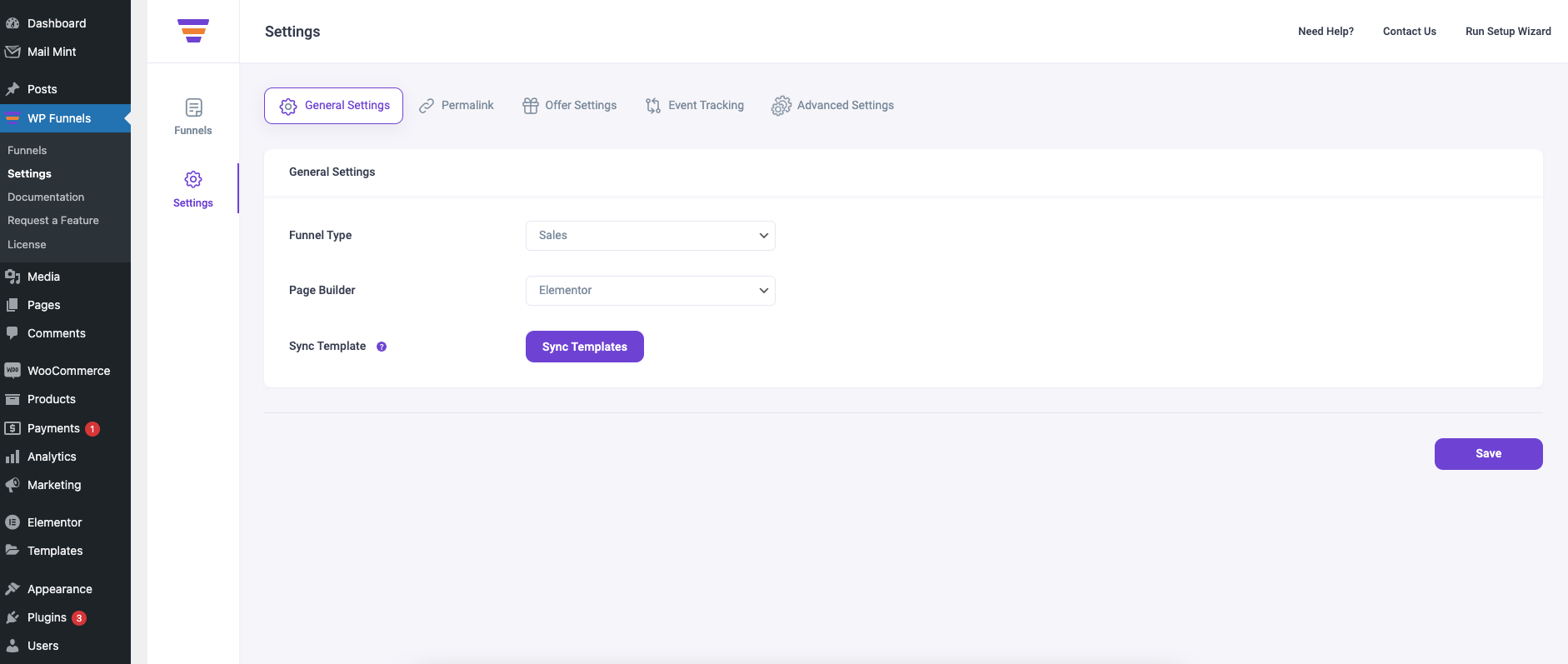 WPFunnels Settings - General Settings