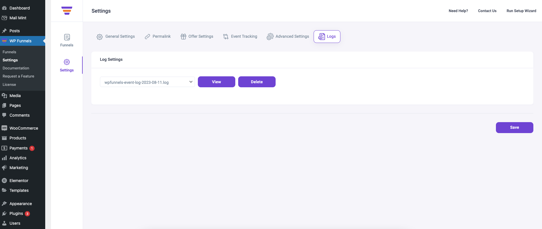 WPFunnels - Plugin Settings Overview 6 WPFunnels Settings - Logs