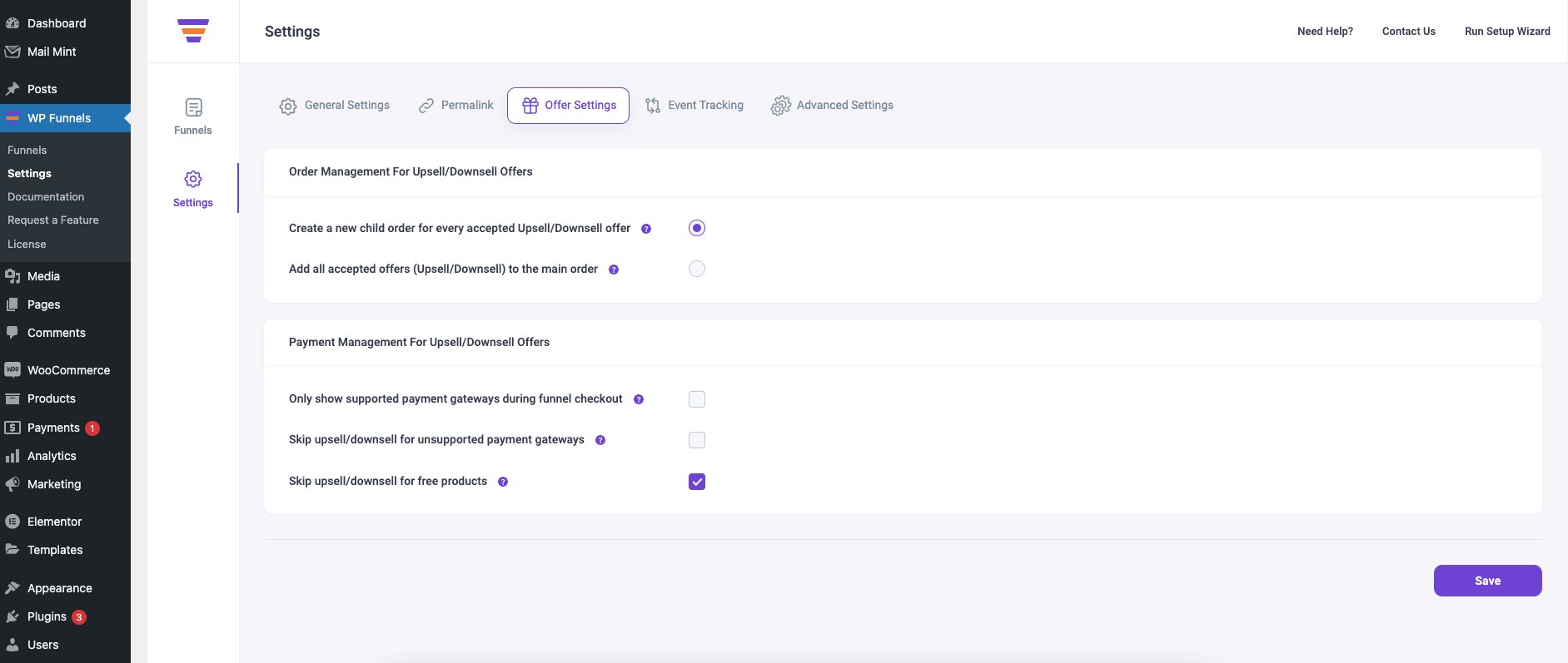 WPFunnels Settings - Offer Settings