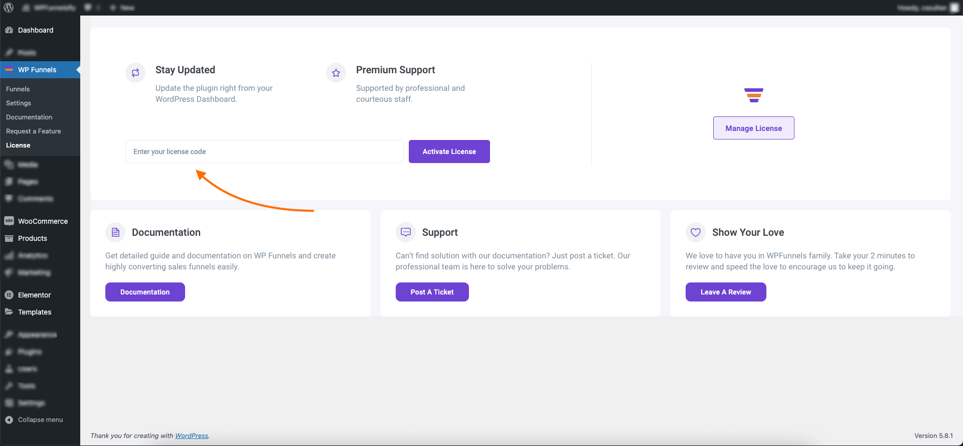 How To Activate WPFunnels Pro 7 Enter license key