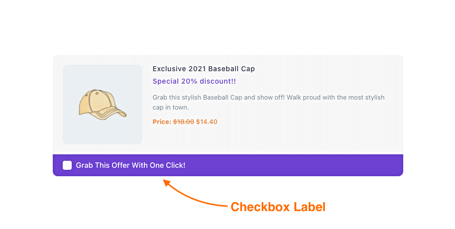 Order bump - Checkbox label