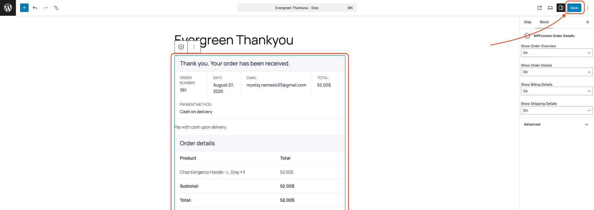 How To Design Your Funnel Thank You Page - Gutenberg 7 Save Changes