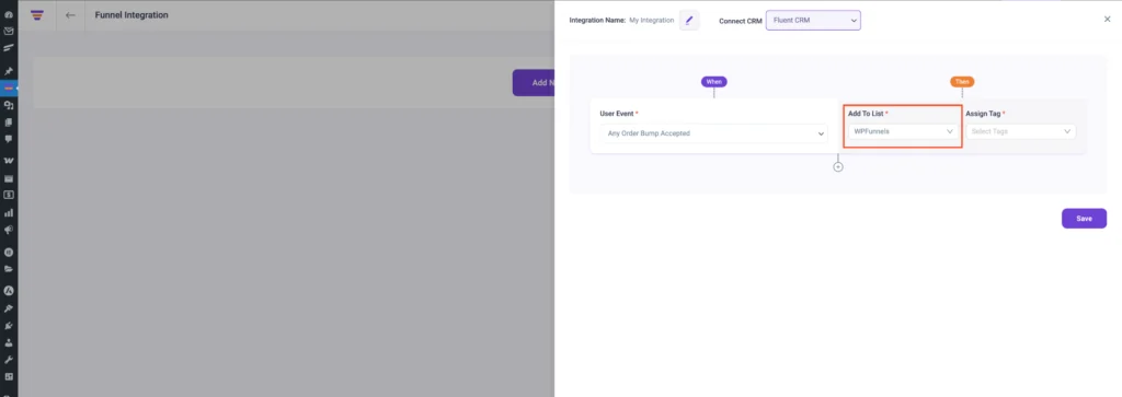 Add the List from FluentCRM 