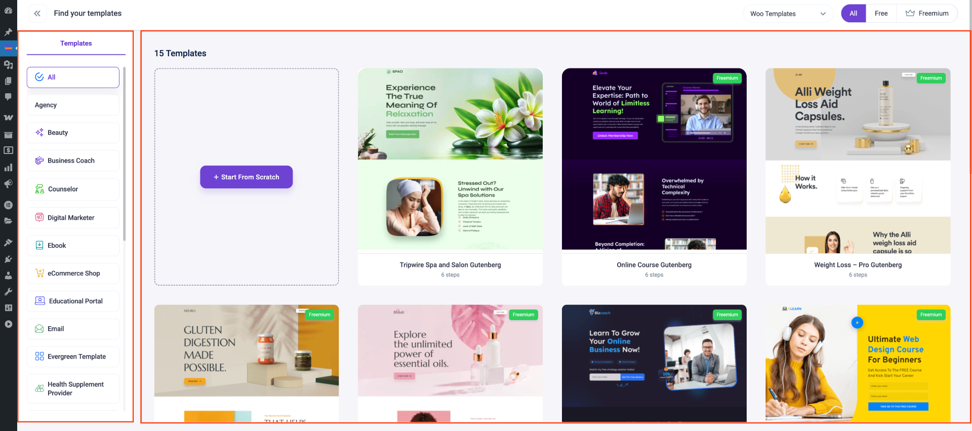 How To Import Gutenberg Templates For Funnel 3 All Templates Dashboard