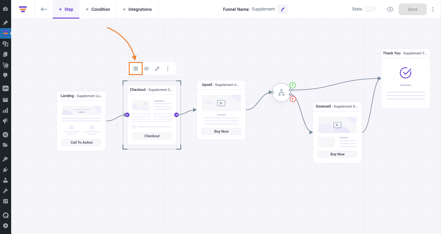 Checkout step settings option