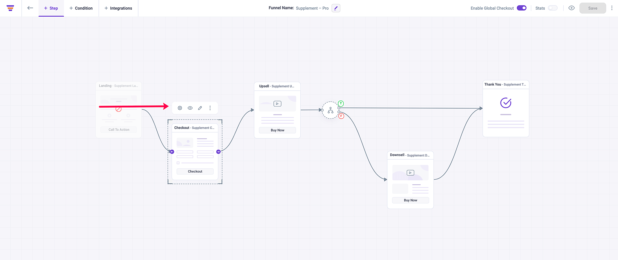 Global Funnels For WooCommerce 2 Checkout step Settings option