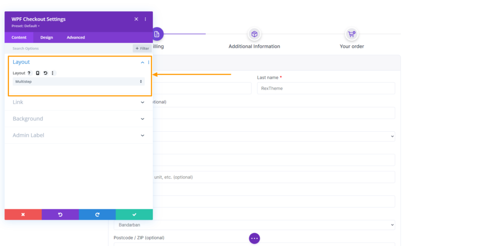 Select Checkout Form Layout as multi-step