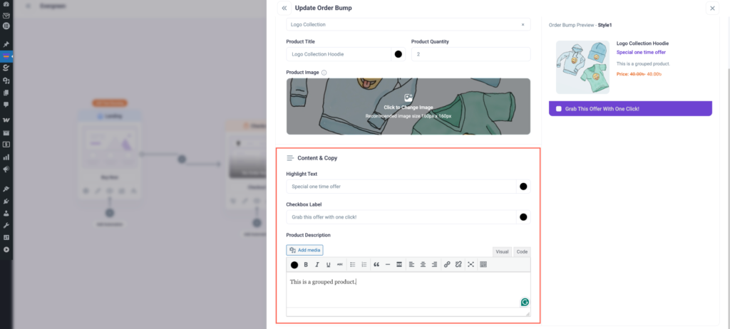 Change the Product Title and Quantity