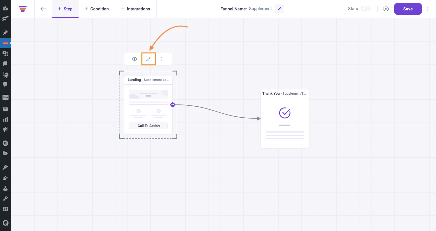 Landing Step edit option