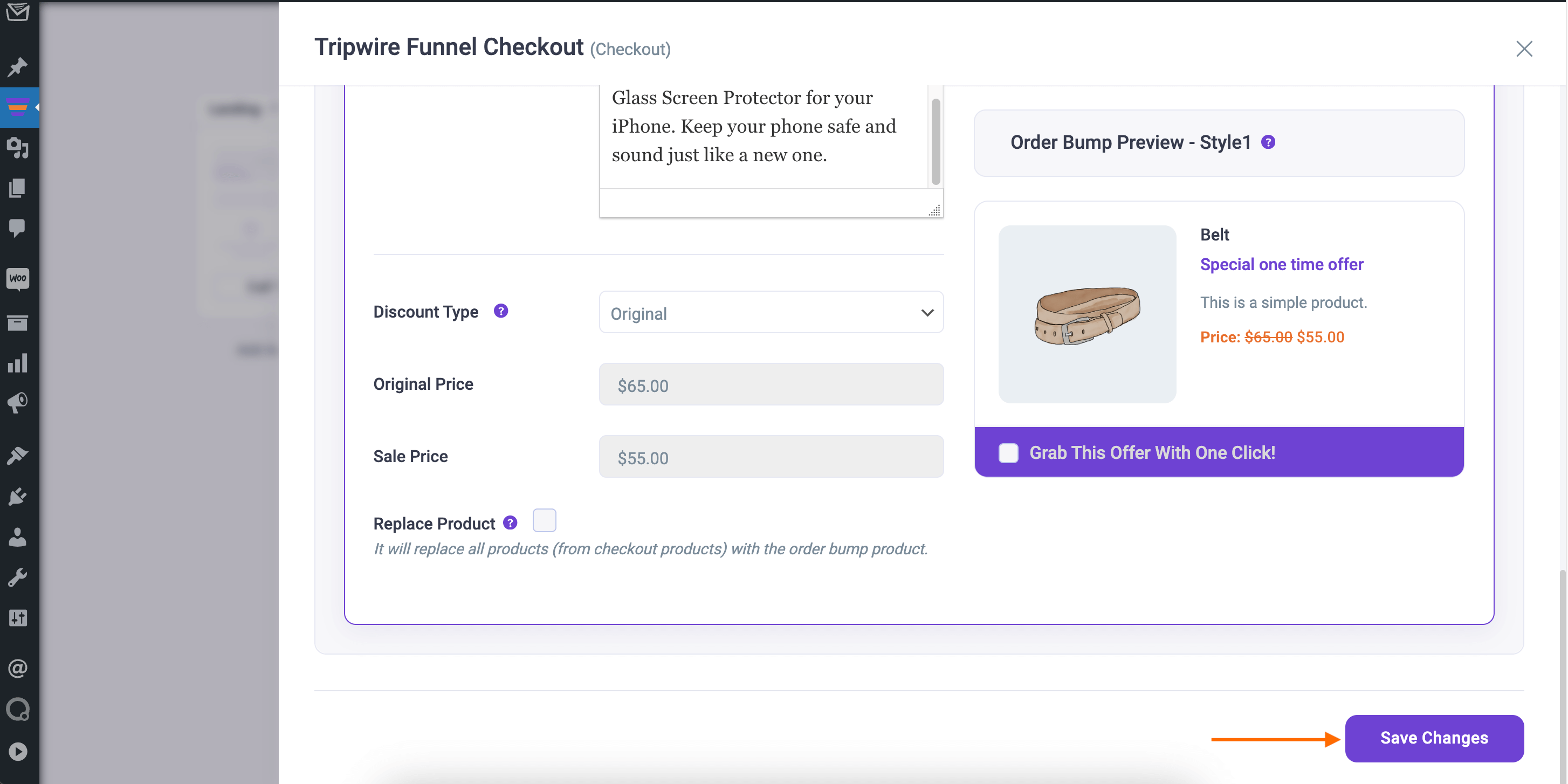 How To Use Exclusive Order Bump Templates 5 Order Bump - Save Changes
