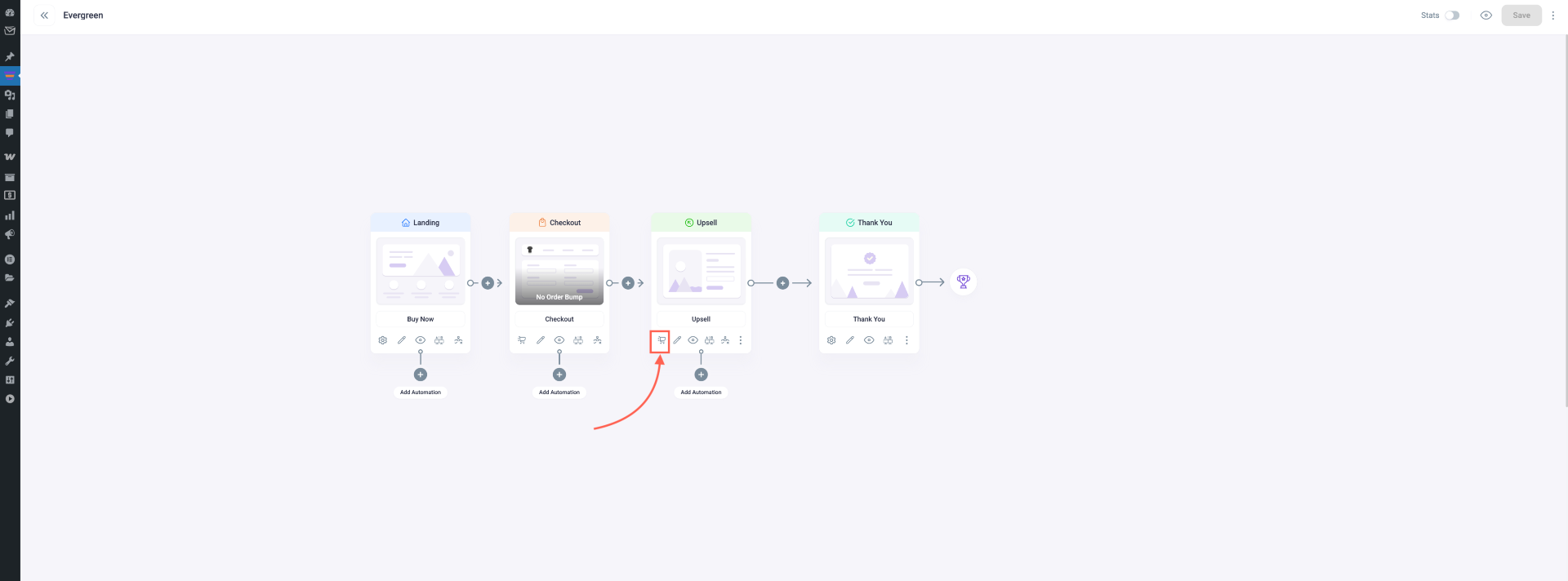Upsell step settings option