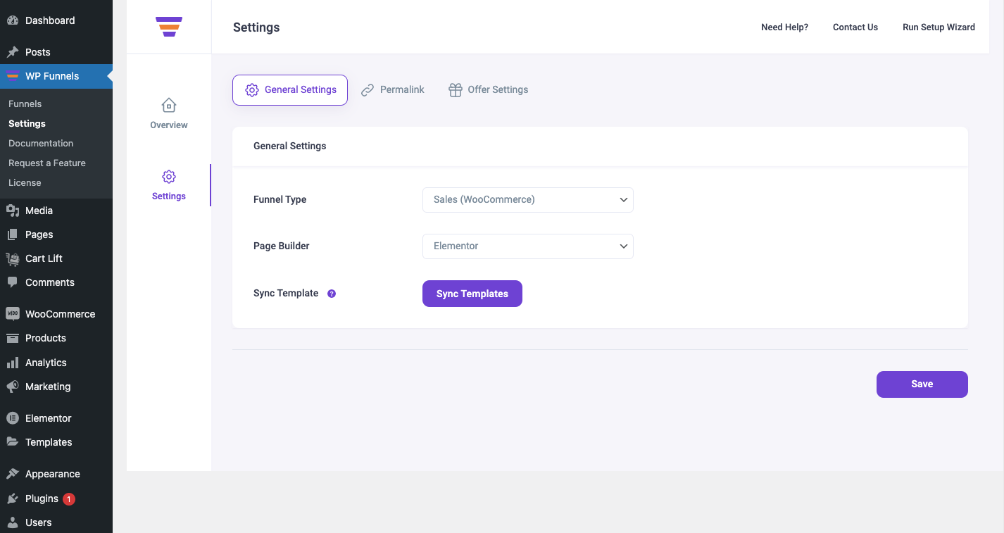 How To Import Premium Gutenberg Templates 1 WPFunnels Settings Tab