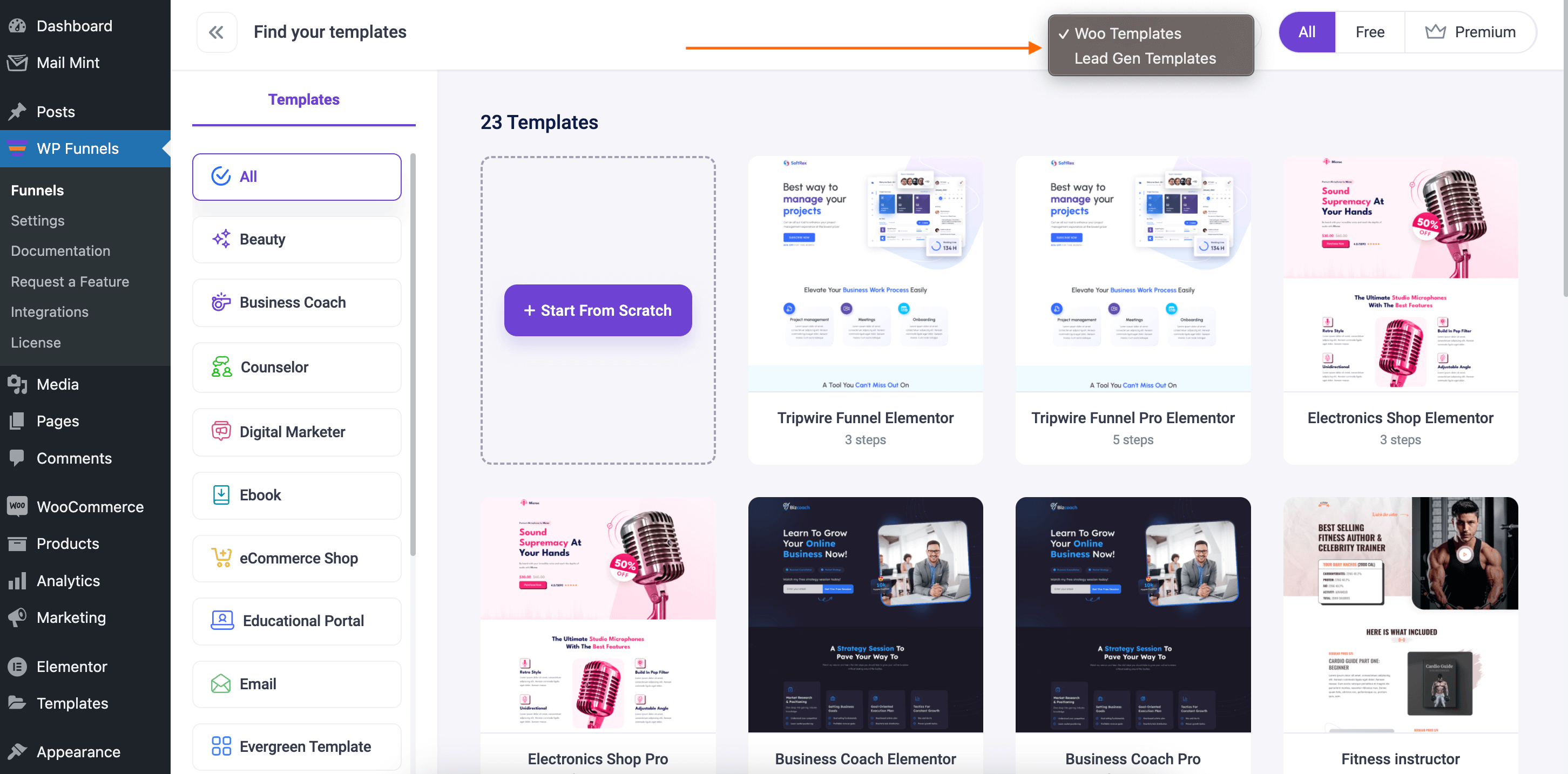 Woo and Lead Gen templates