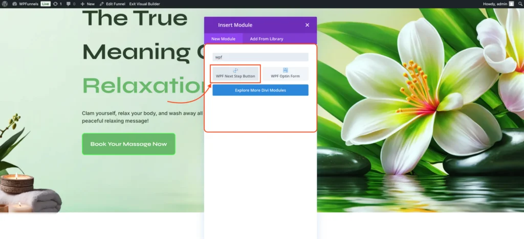 How To Design Your Funnel Landing Page - Divi Builder 8 WPF Next Step Button