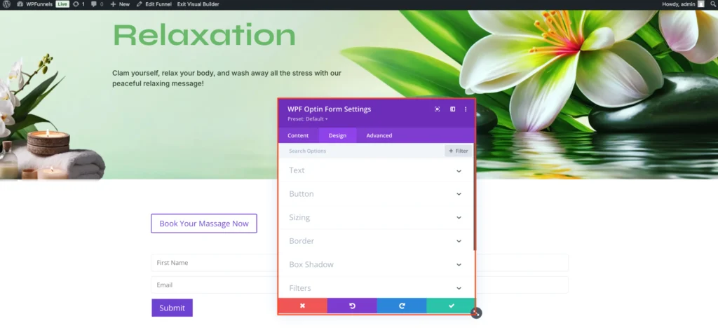 How To Design Your Funnel Landing Page - Divi Builder 11 WPF Next Step Button