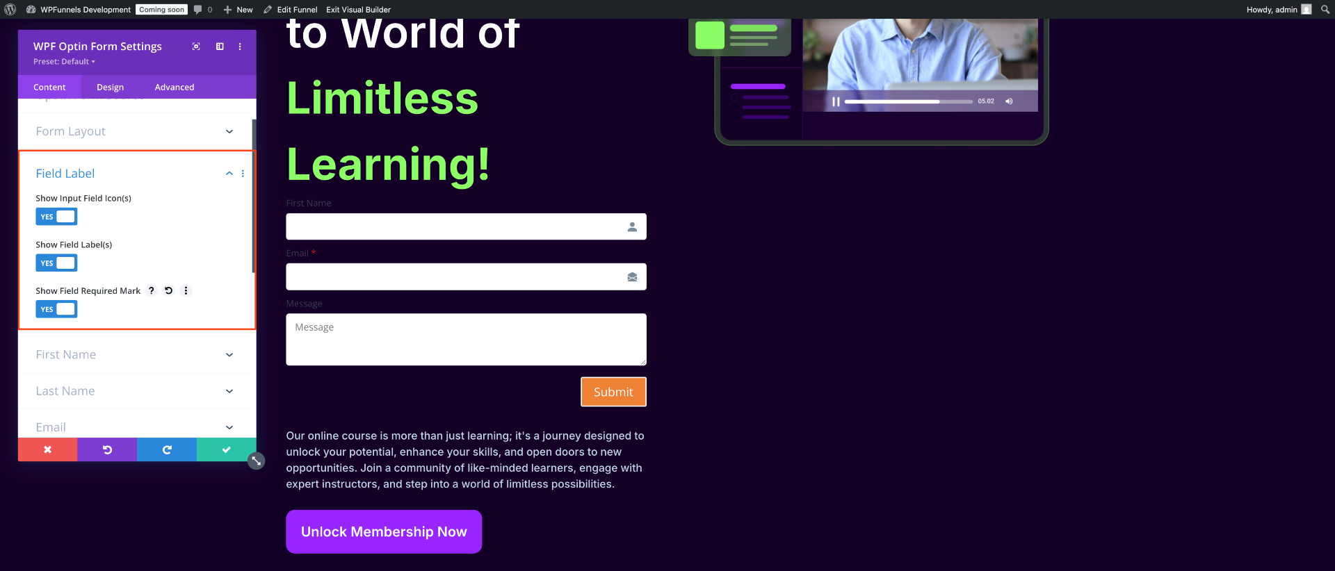 Opt-in Form Fields - Divi