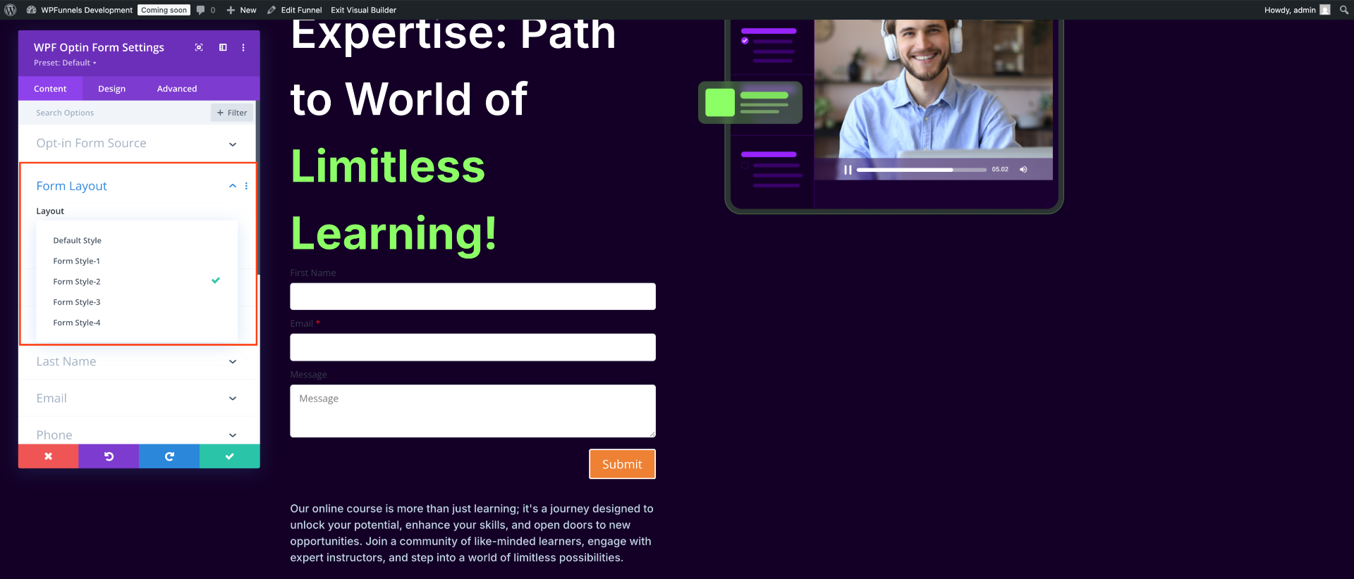 Opt-in Form Layout Divi
