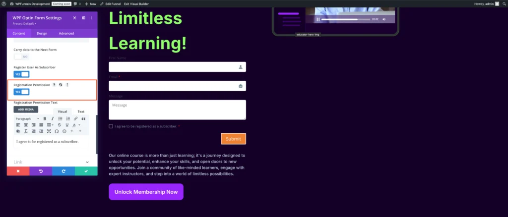 Opt-in Form Subscriptin Confirmation Option - Divi