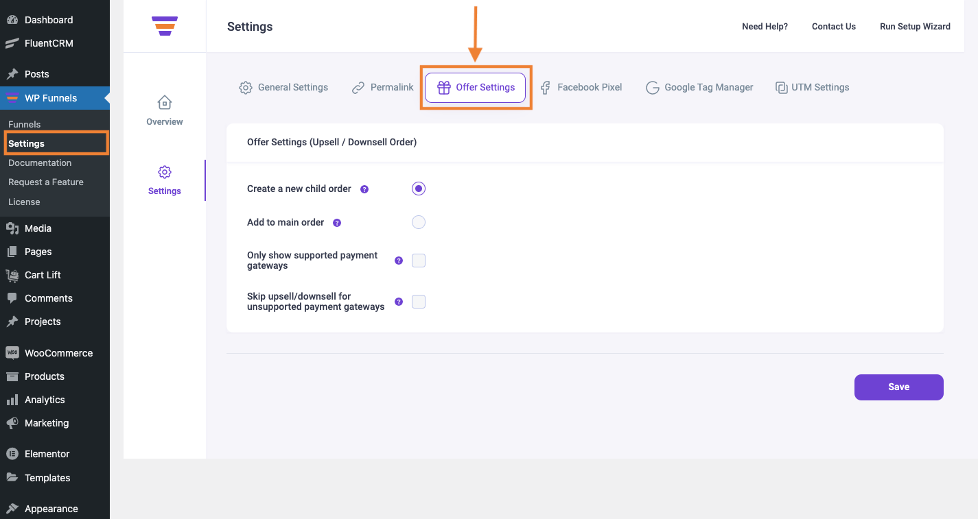 How To Skip Offers For Unsupported Payment Gateways 1 WPFunnels Offer Settings
