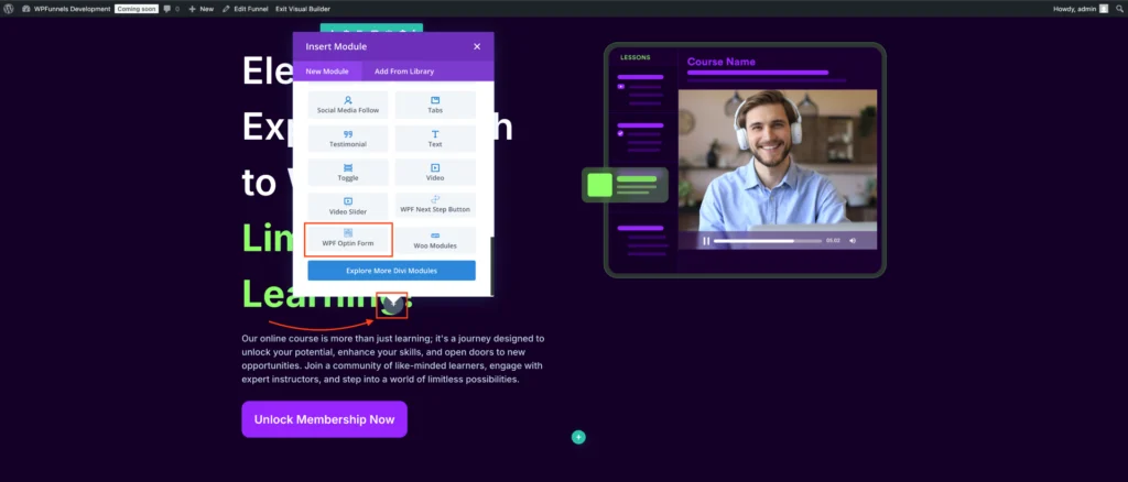 WPFunnels Opt in Form Module for Divi