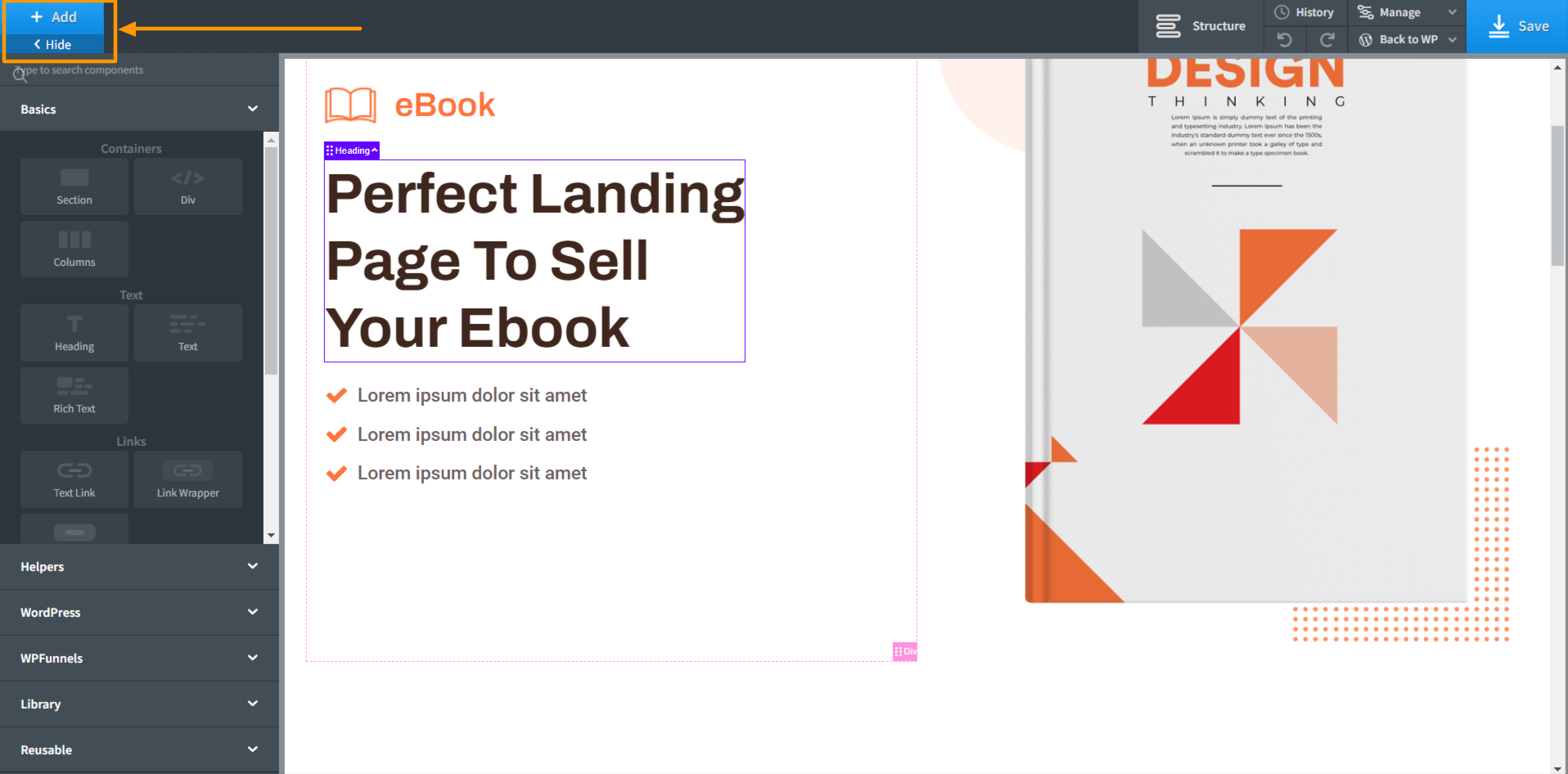 How To Design Your Funnel Landing or Custom Page – Oxygen Builder 6 WPFunnels Oxygen Builder Add New Element