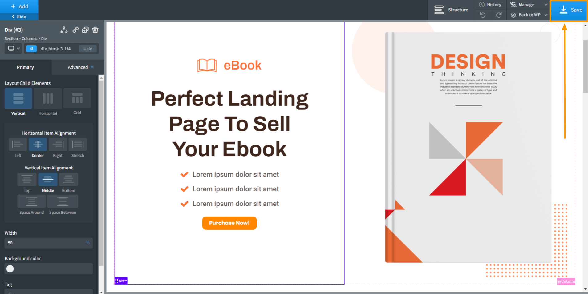 How To Design Your Funnel Landing or Custom Page – Oxygen Builder 11 WPFunnels Oxygen Builder Save Button
