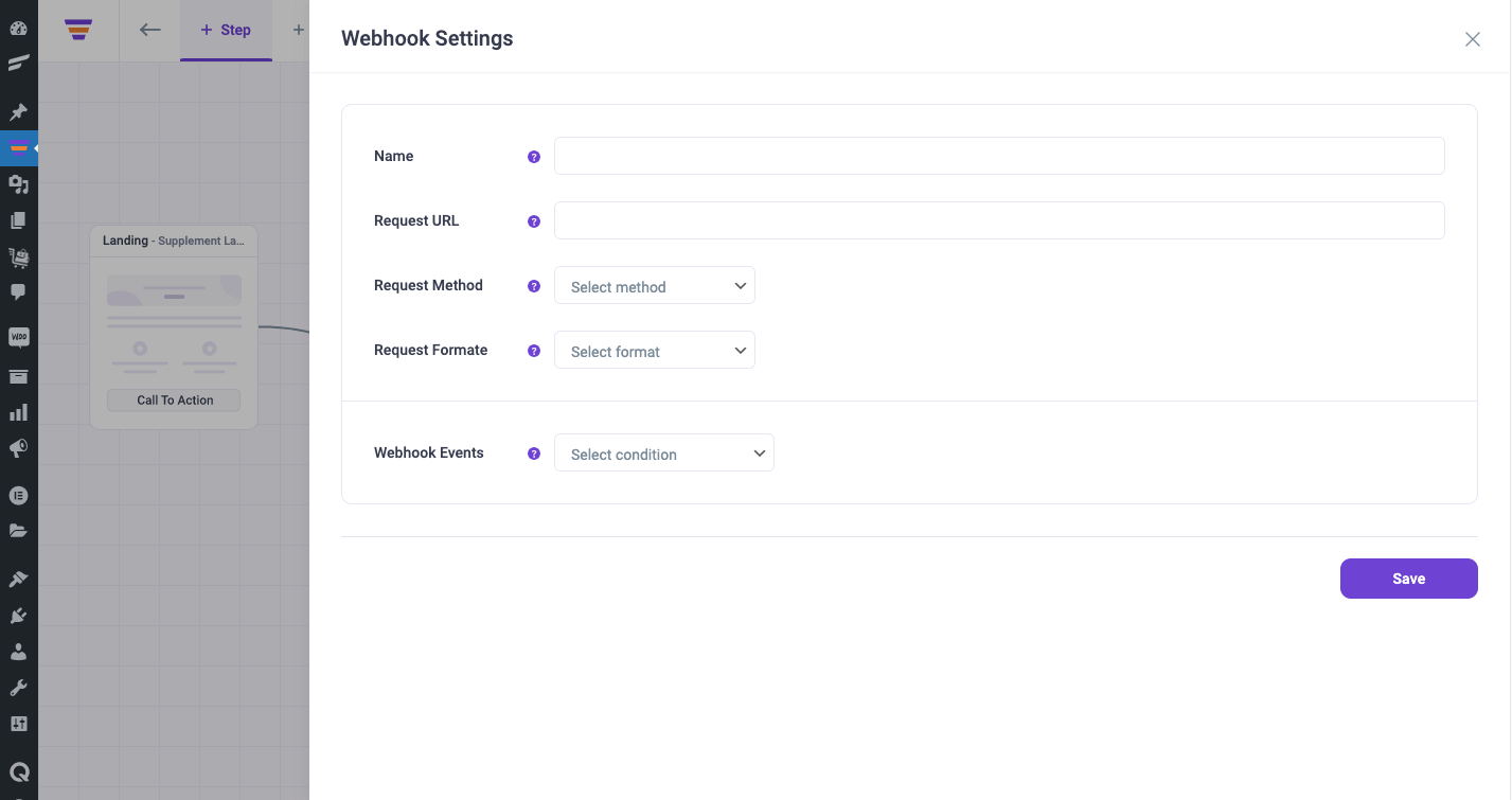 WPFunnels Webhook Settings