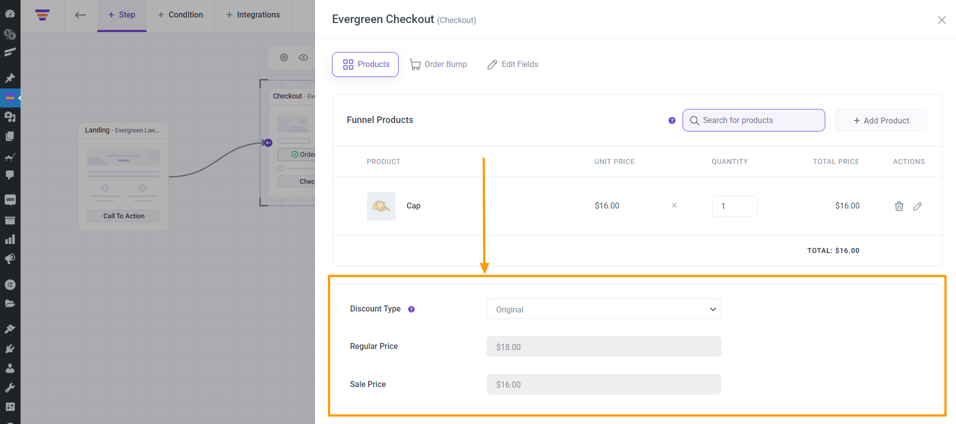 Set Discount To The WPFunnels Main Product 2 Checkout Product Discount Section