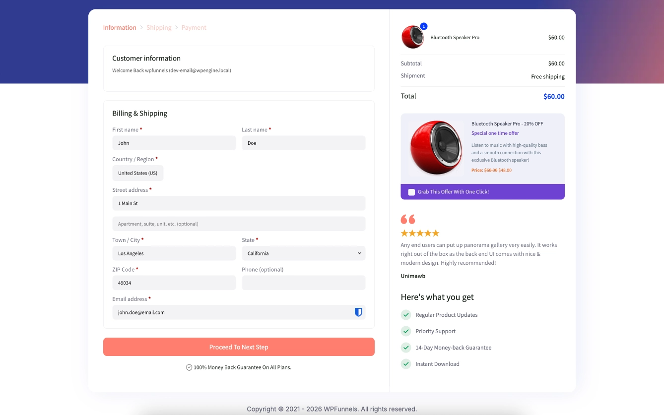 Checkout with order bump