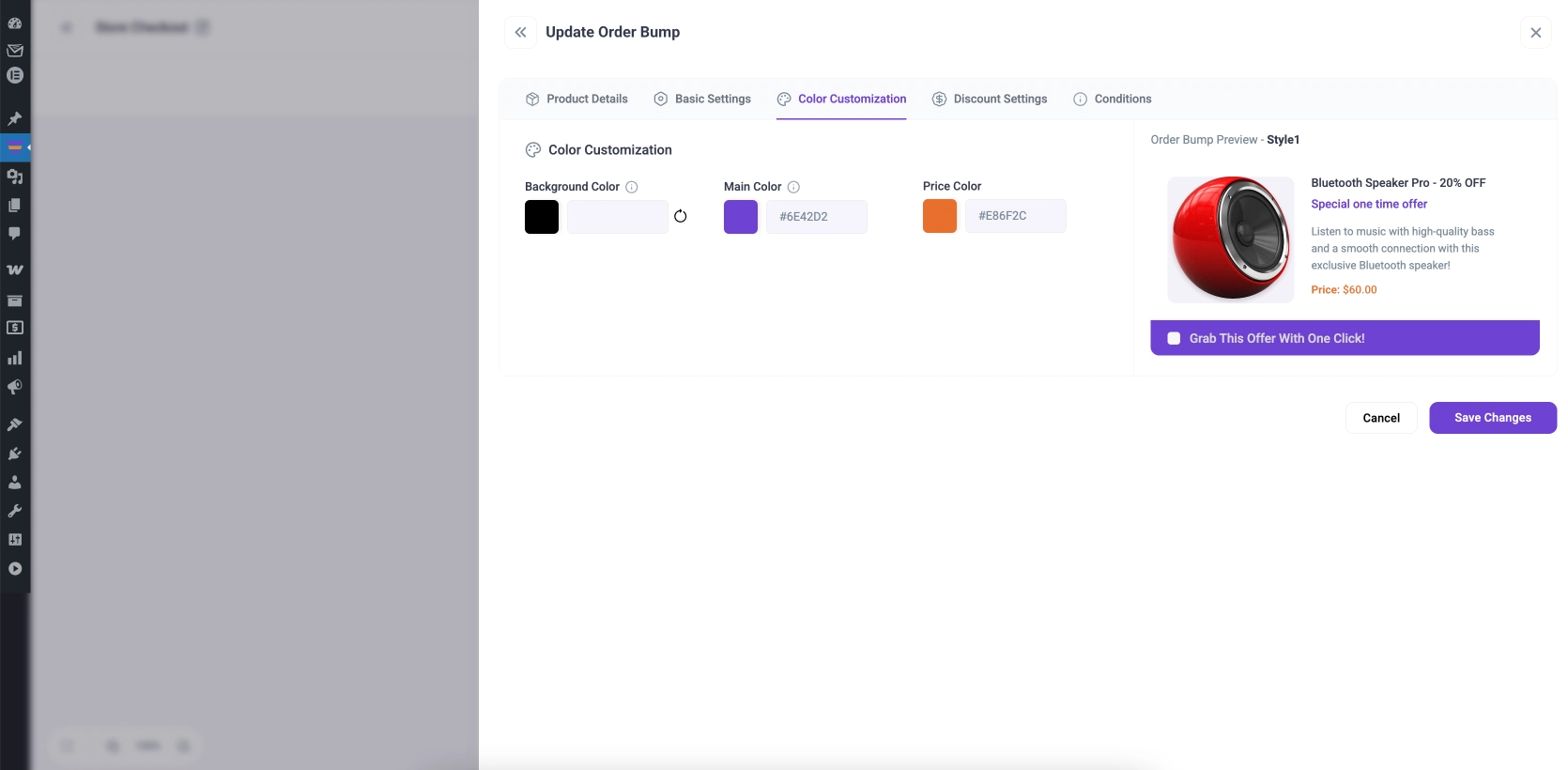 Customize The Bump Offer Color
