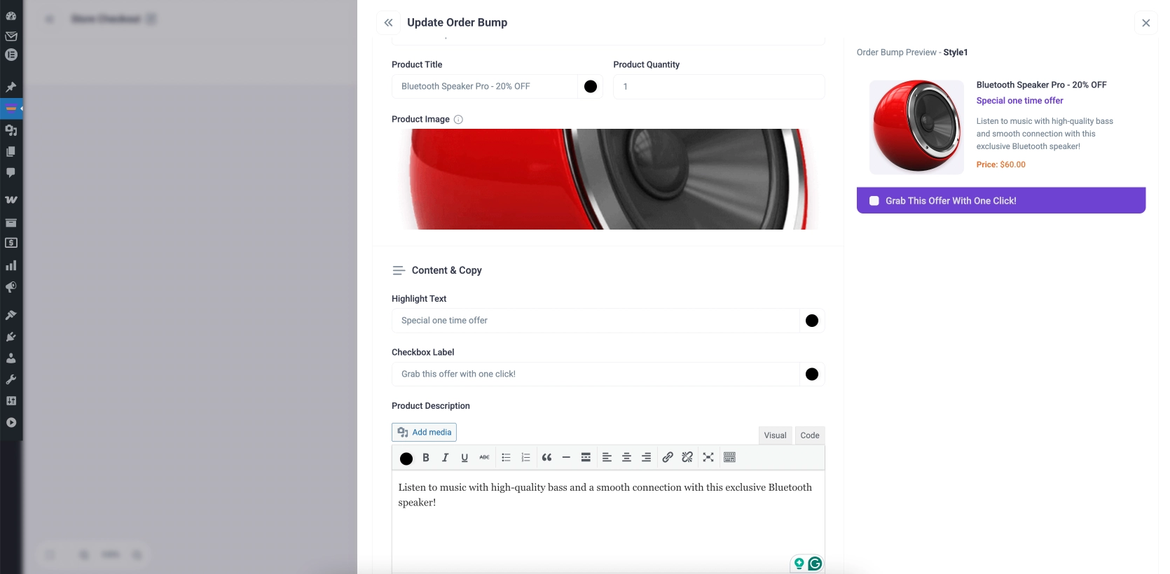 Customize The Bump Offer Content