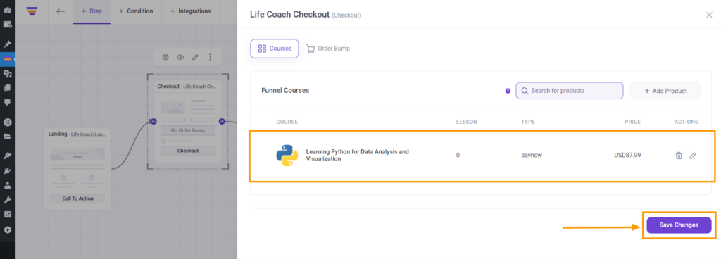 WPFunnels Added Courses