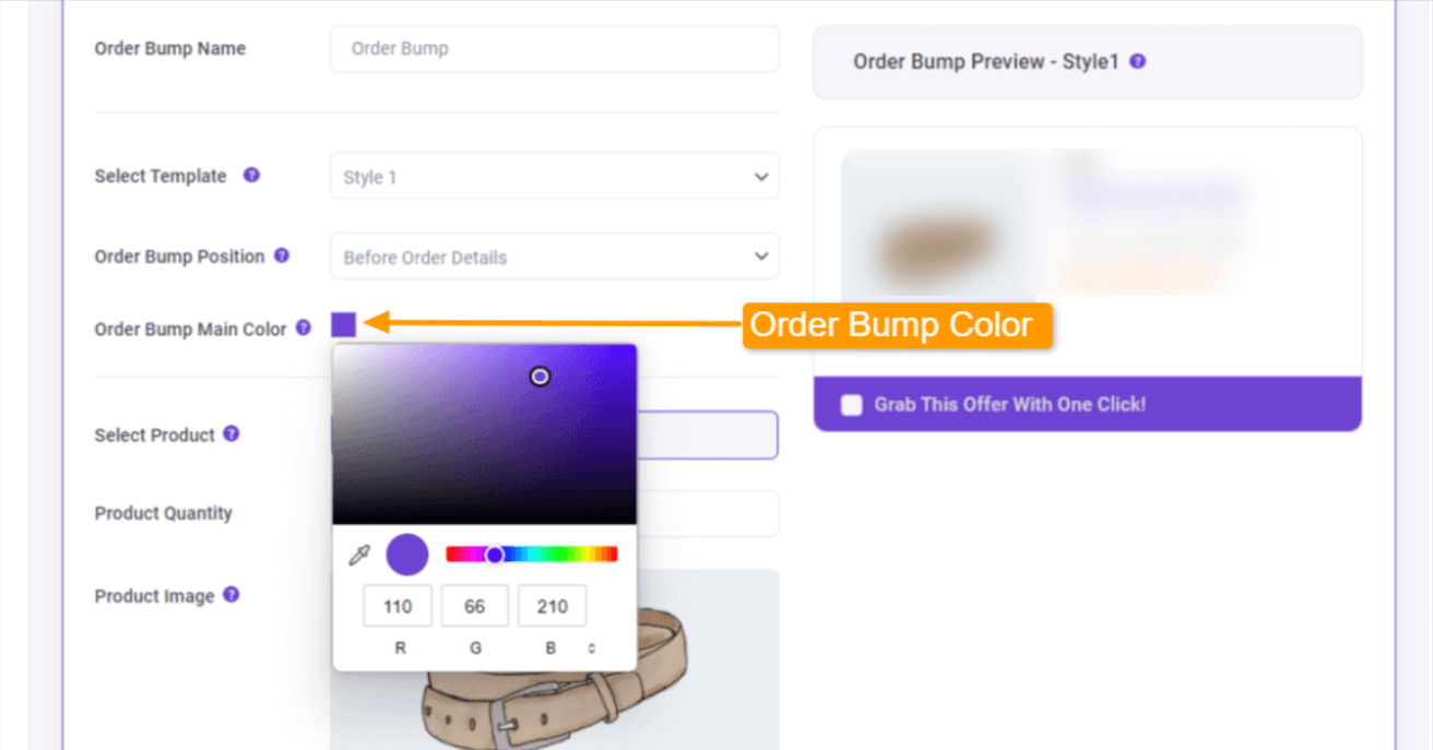 WPFunnels Order Bump Color