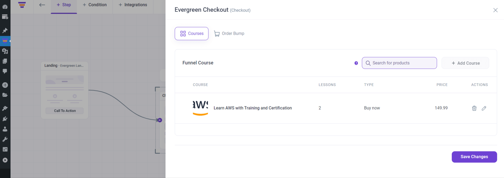 Configure Course Funnel Enrollment Checkout 4 WPFunnels Insert Course into the Checkout Step