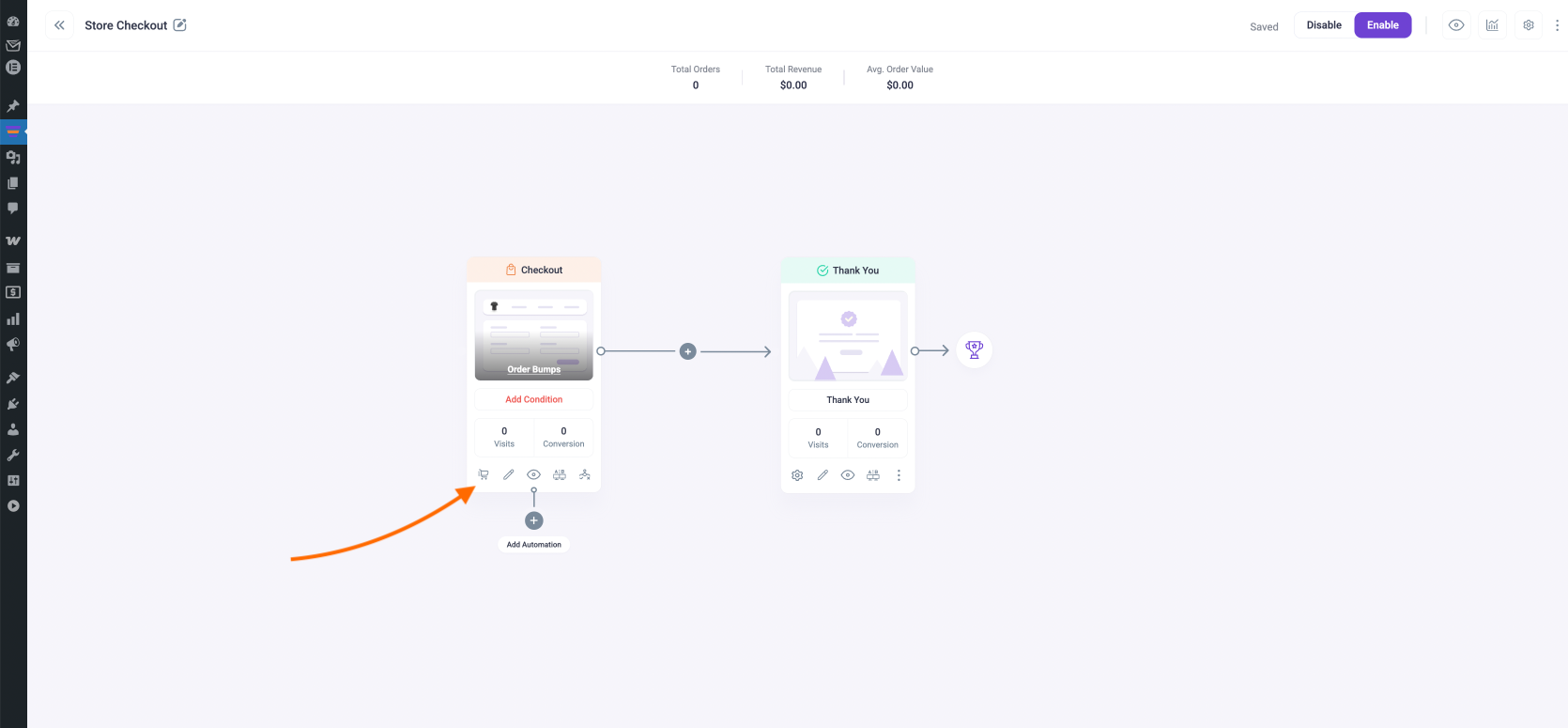 Click on the checkout step settings