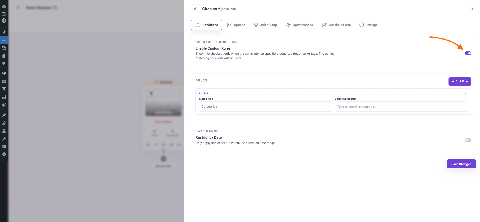 Enable Custom Rule for Storewide checkout
