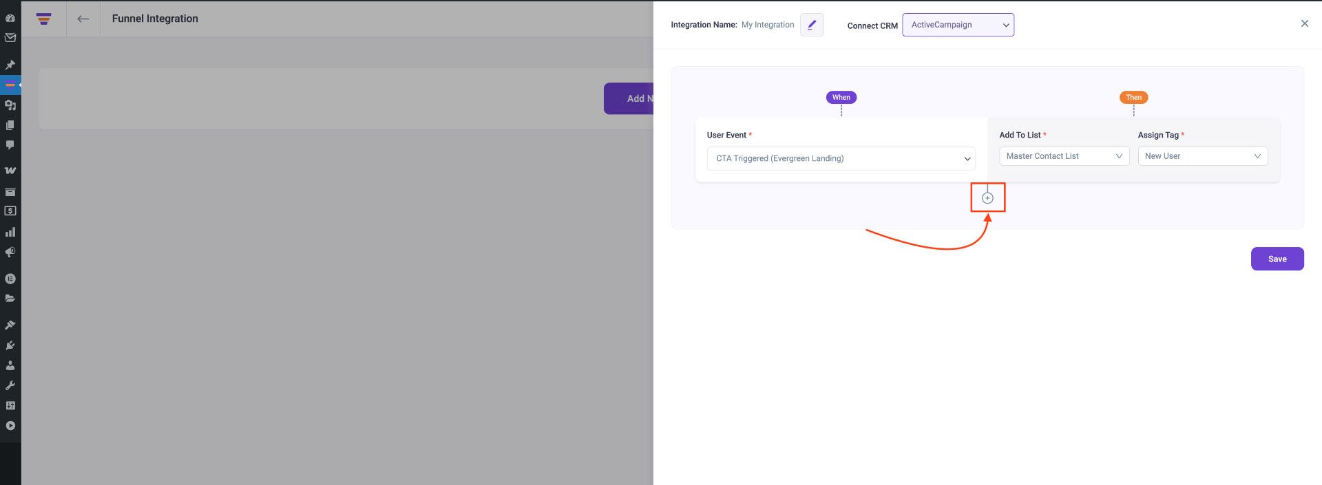Click Plus for Add more Events