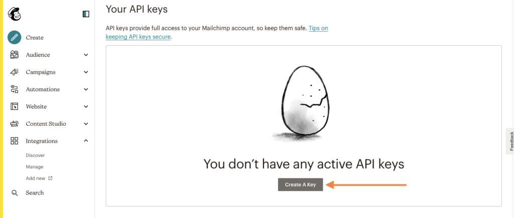 Create MailChimp API key