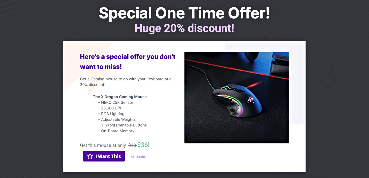 Gaming Mouse - Sales Funnel Upsell Offer