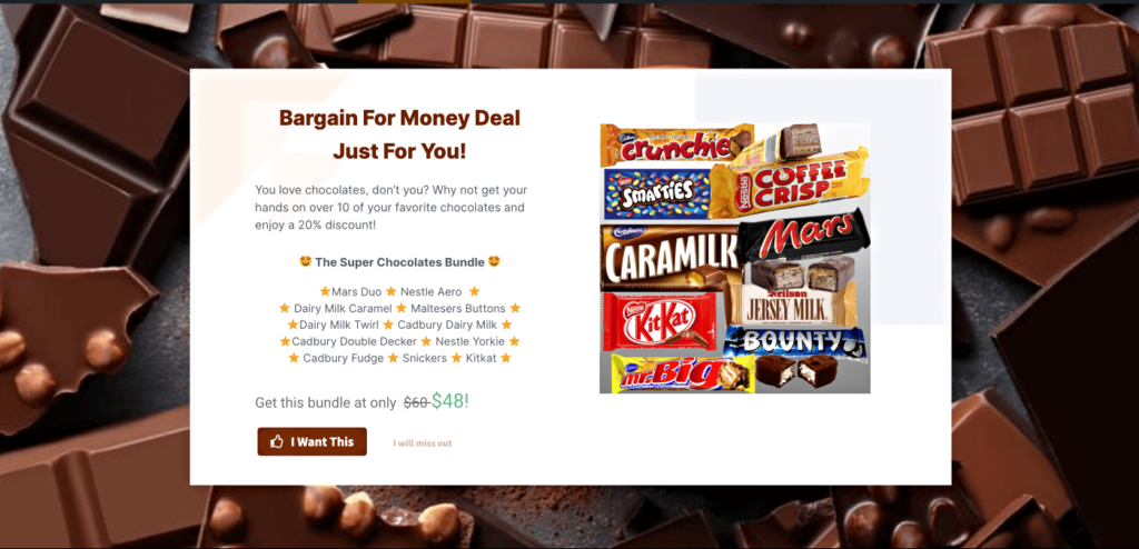 One click upsell bundle offer - Chocolates