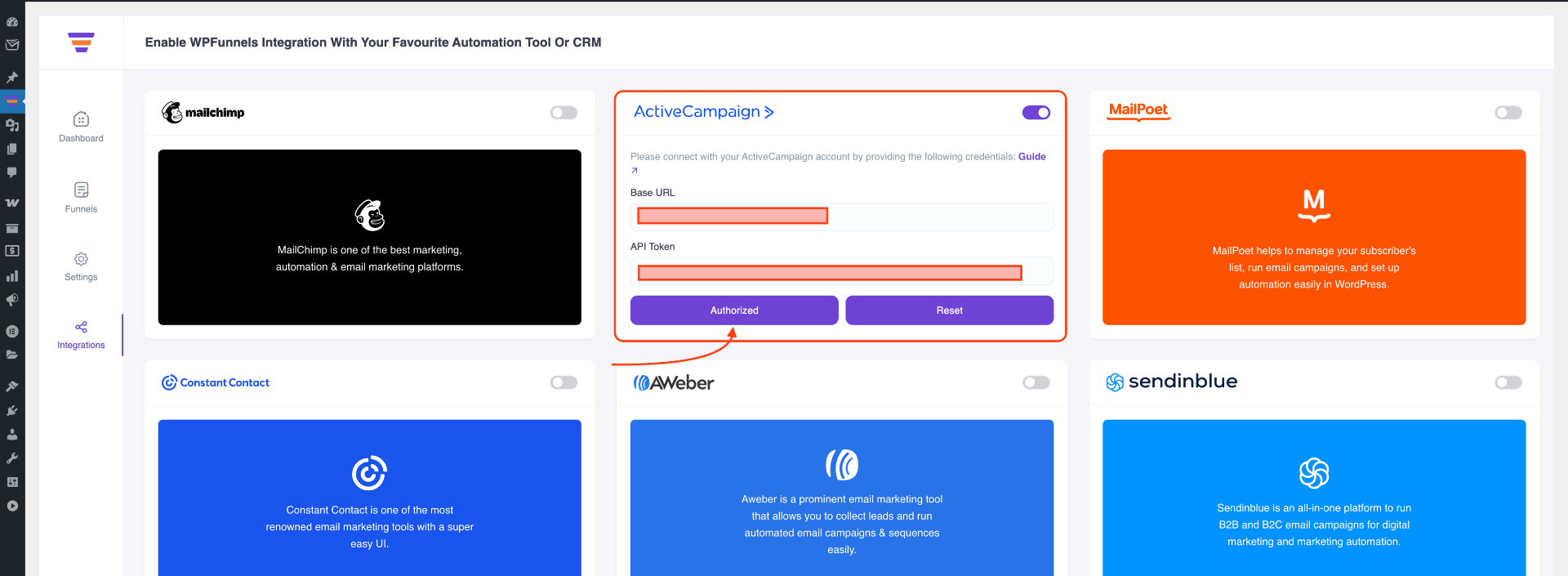 Authorize ActiveCampaign API