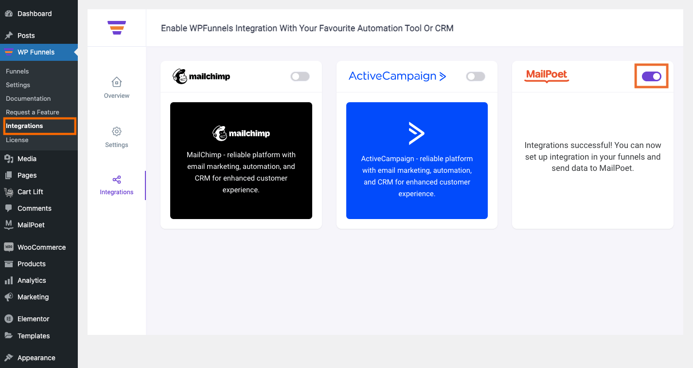 WPFunnels MailPoet Integration