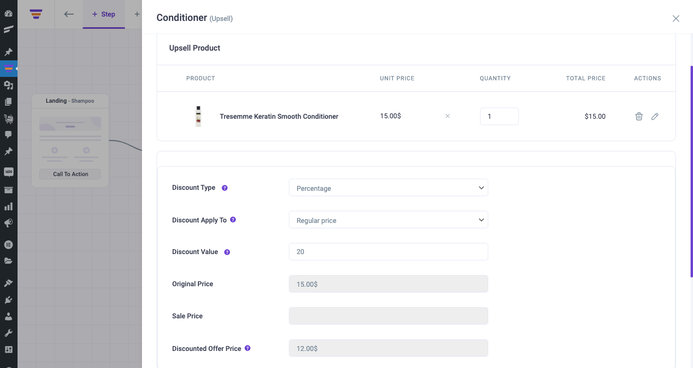 Configure first WooCommerce upsell in WPFunnels